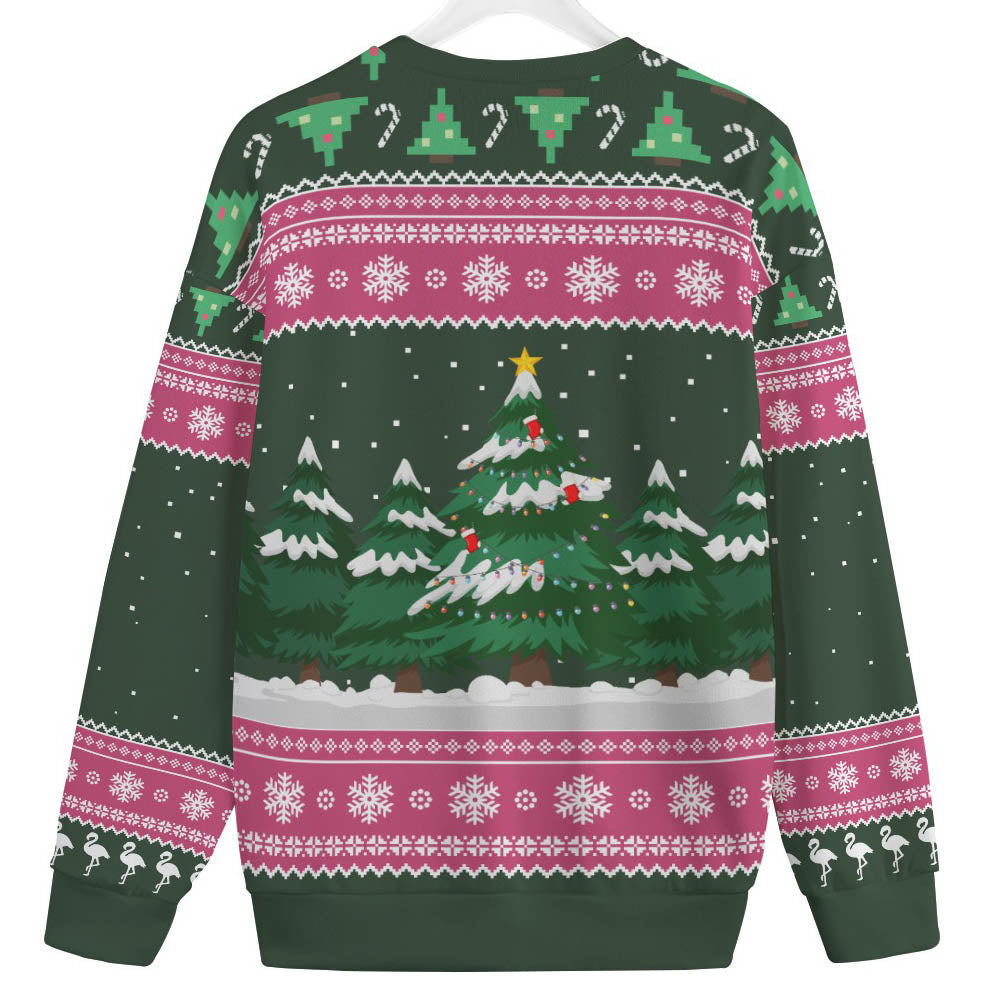 Pink Christmas Flamingo Men's Plus Size Christmas Sweater