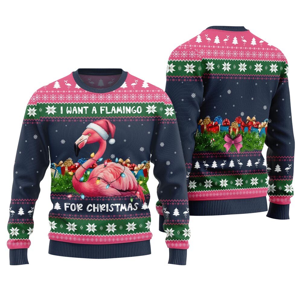 Pinky Flamingo Ugly Christmas Sweater