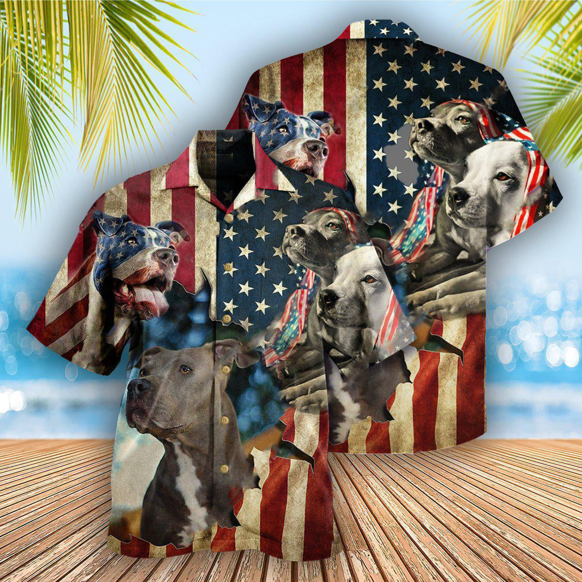 Pitbull Dogs Protected By American - Hawaiian Shirt