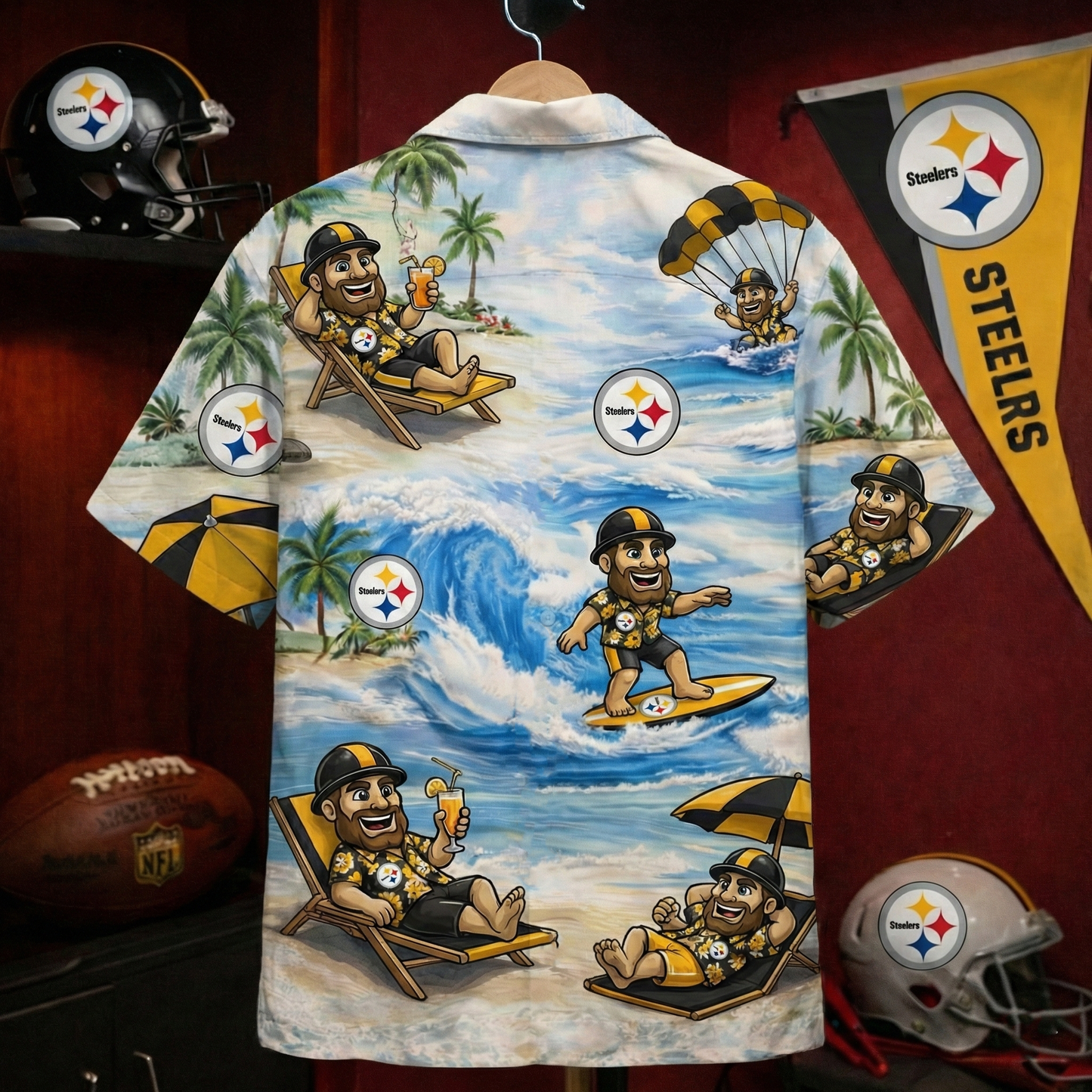 Camisa hawaiana unisex para hombre y mujer PS Football Mascot Beach Viber