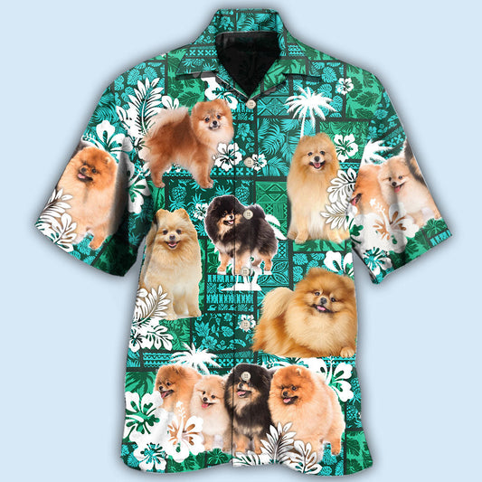 Pomeranian Green Tropical Dog Lover - Hawaiian Shirt
