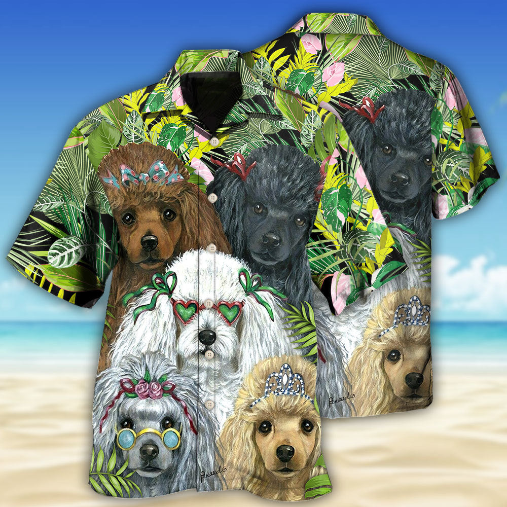 Poodle Dog Green Tropical - Hawaiian Shirt