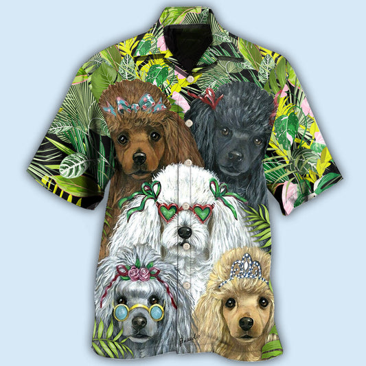 Poodle Dog Green Tropical - Hawaiian Shirt
