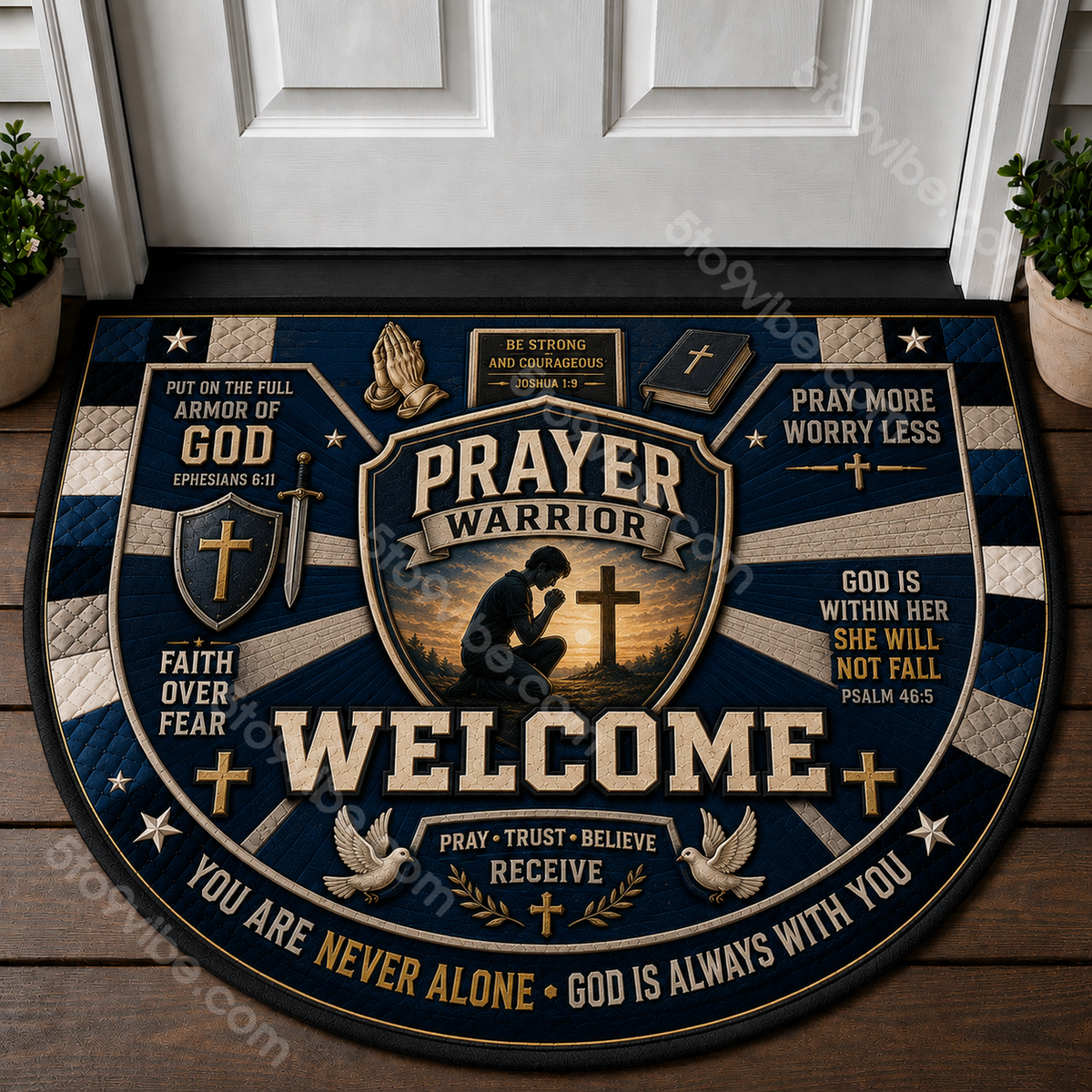 Saved By Grace Welcome Mat - Amazing Grace Cross & Bible Doormat - 5to9vibe