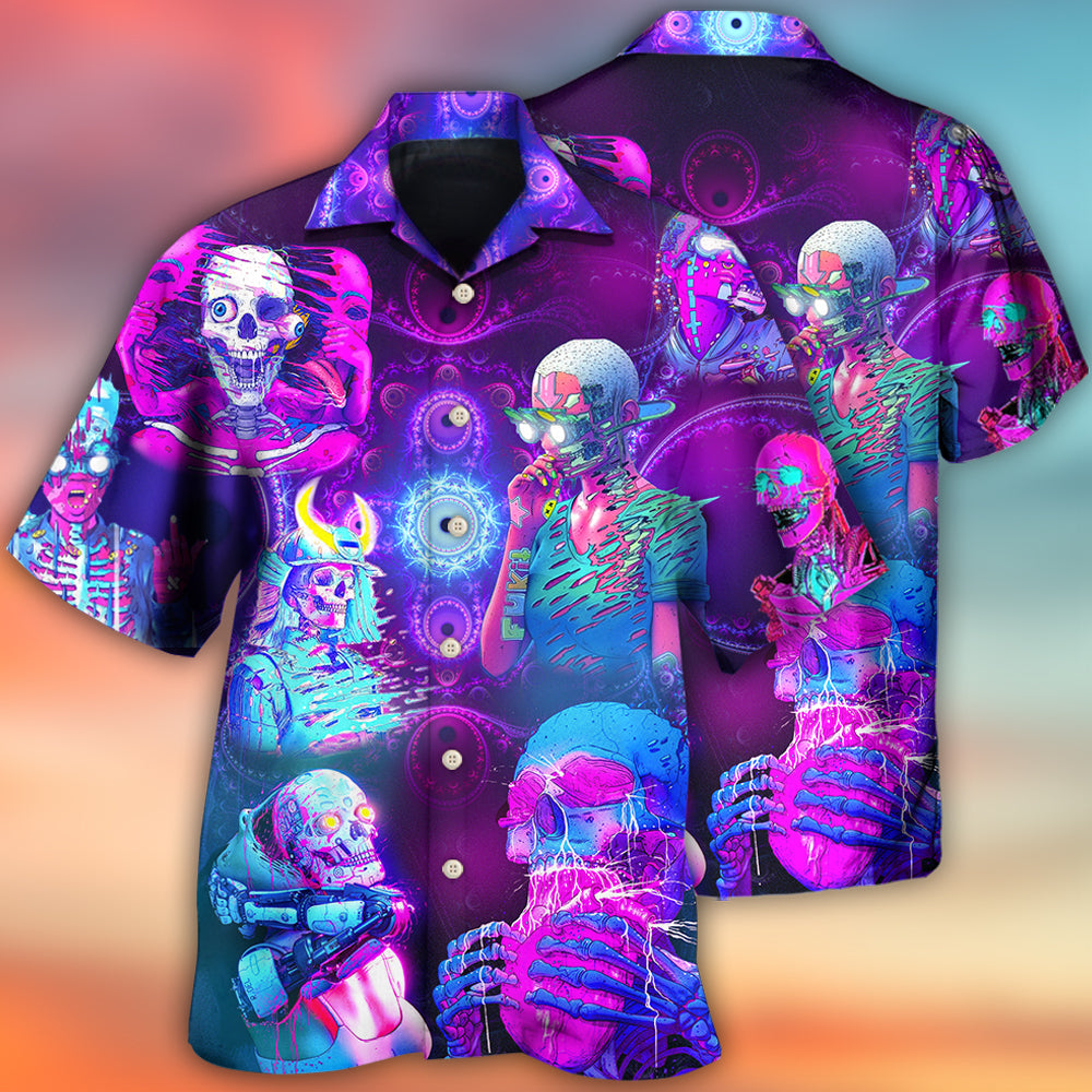 Skull Psychic Skull Face Future Style With Purple - Hawaiian Shirt