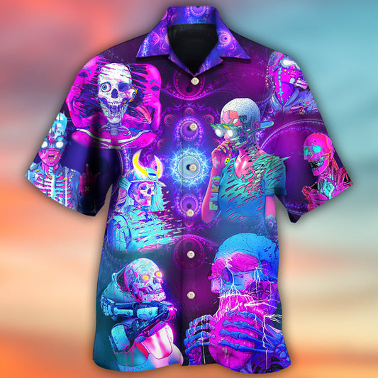 Skull Psychic Skull Face Future Style With Purple - Hawaiian Shirt