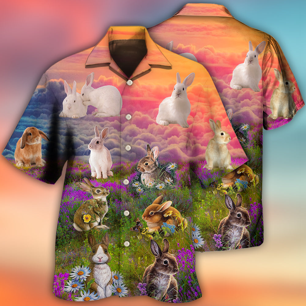 Rabbit Beautiful Floral Grass - Hawaiian Shirt