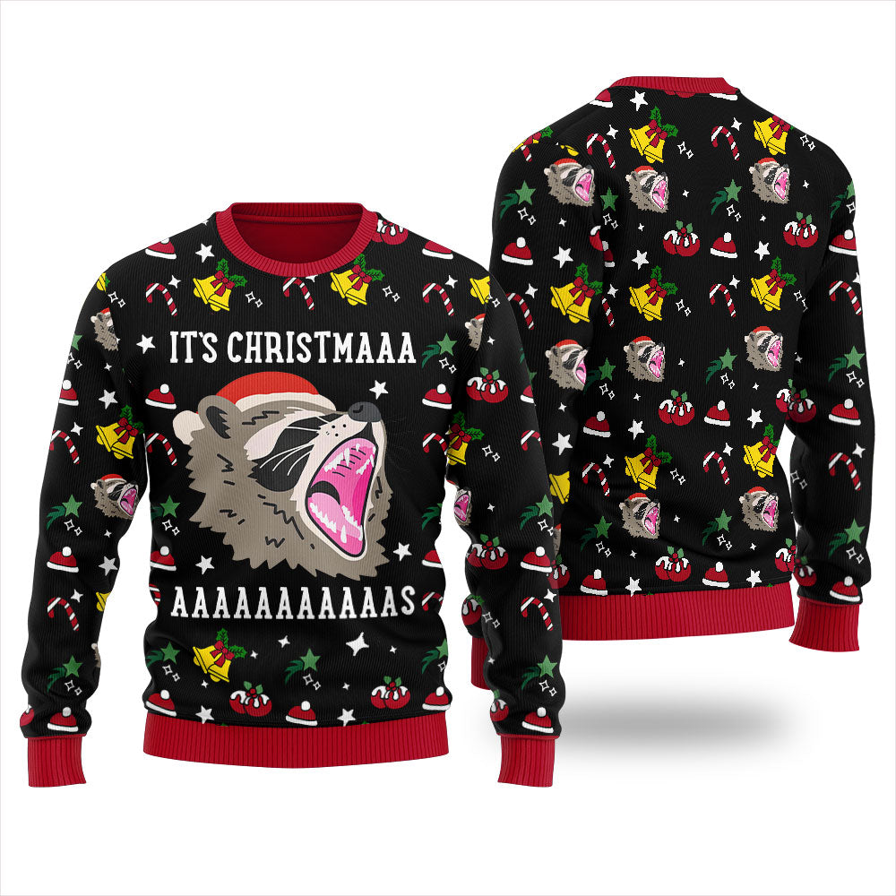 Raccoon Funny Christmas Sweaters For Adults