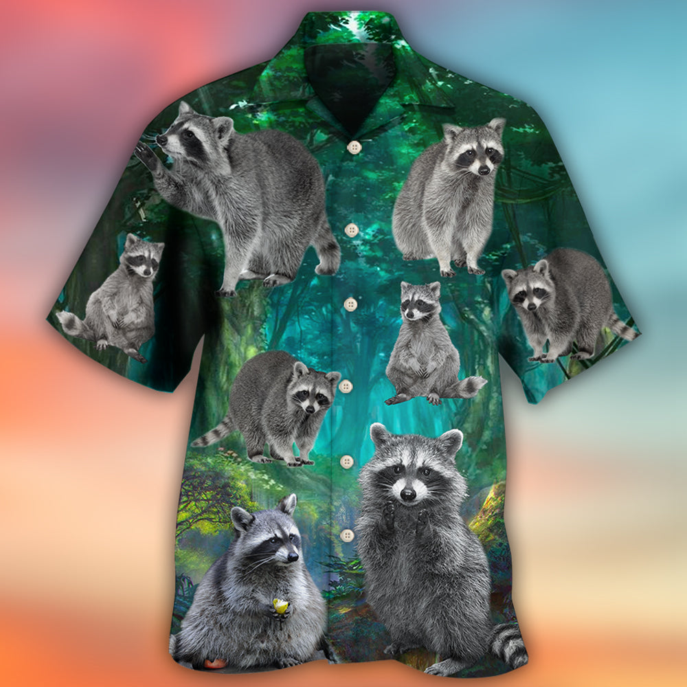 Raccoon Style With Green - Hawaiian Shirt