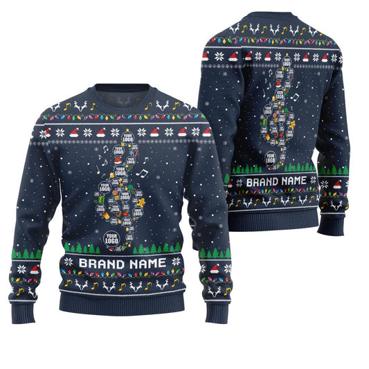 Radiant Custom Logo Music Note Ugly Xmas Sweater