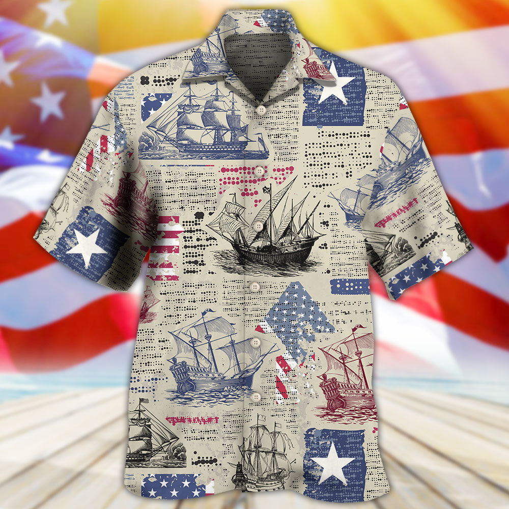 Sailing US Flag Independence Day - Hawaiian Shirt
