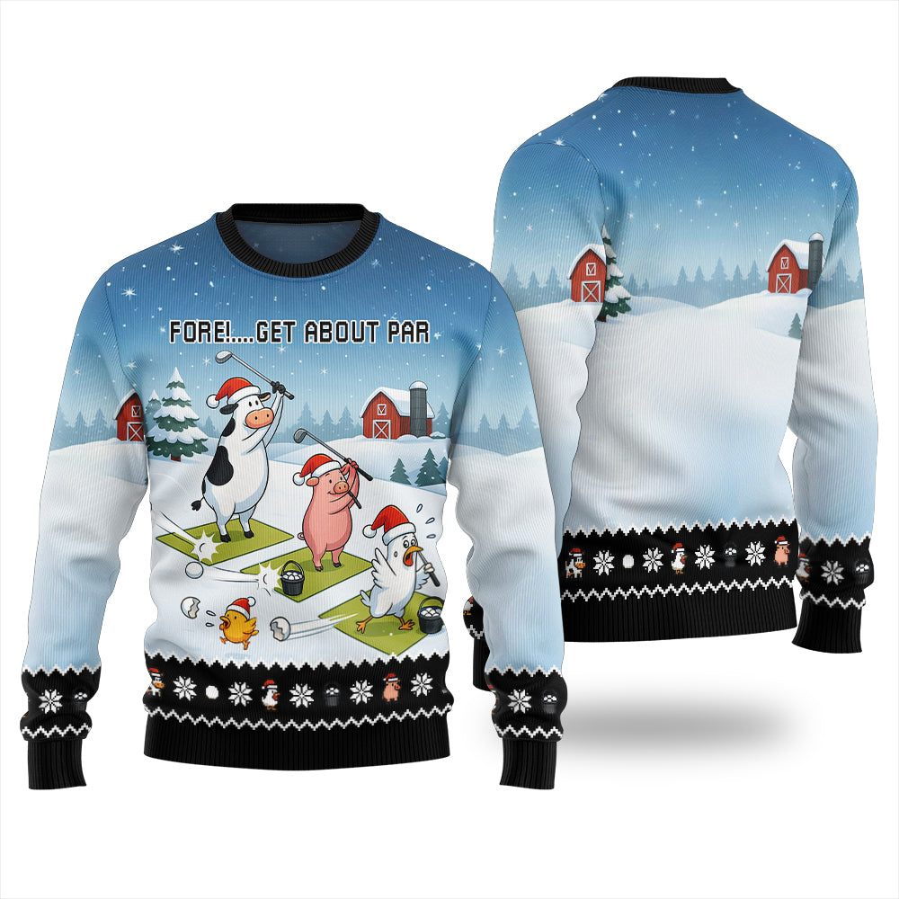 Ridiculous Farm Golf Swing Ugly Christmas Sweater