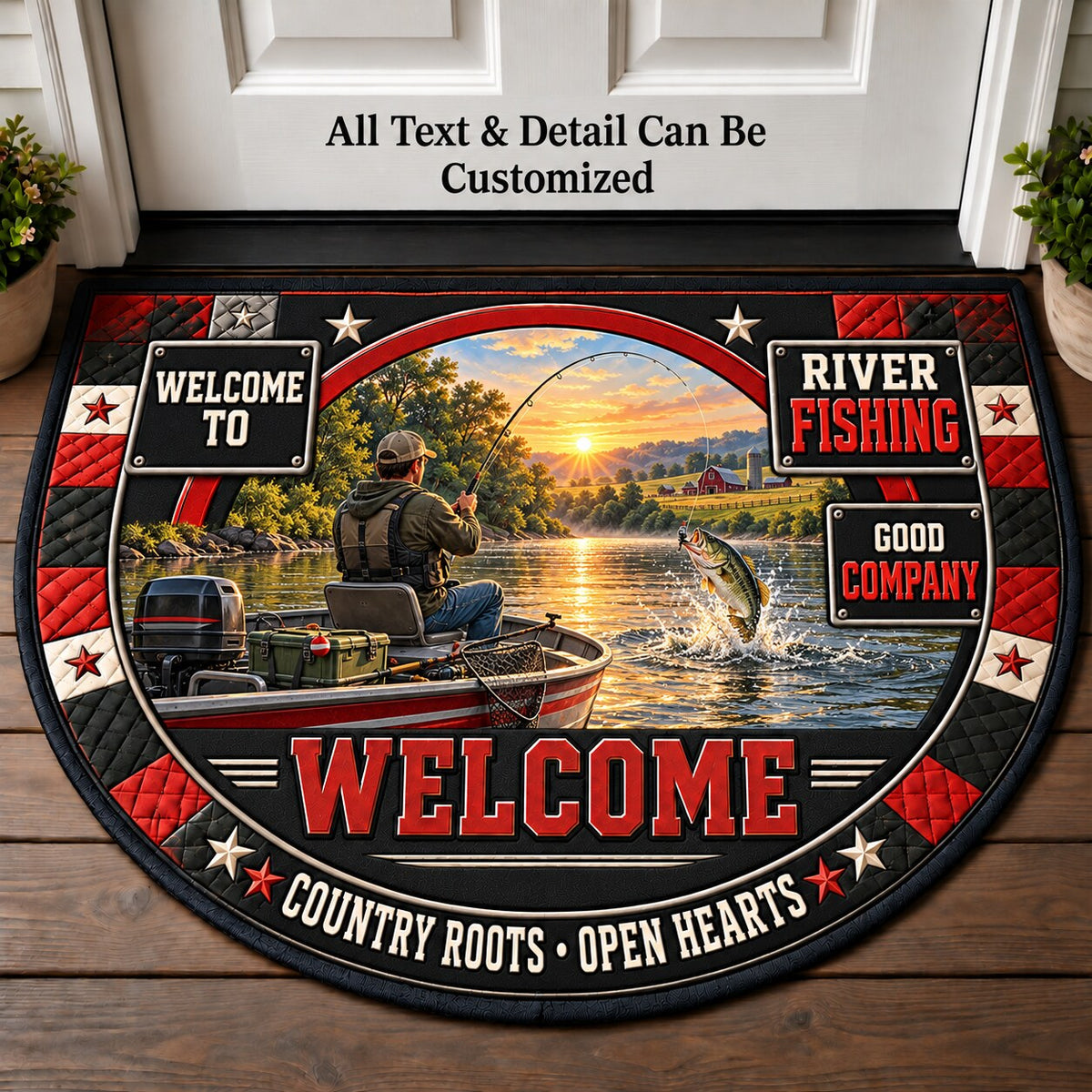 River Fishing Personalized Half Round Mat | 5To9Vibe