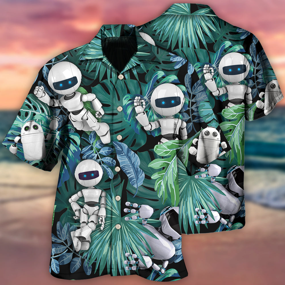 Robot Tropical Leaf So Excited - Hawaiian Shirt