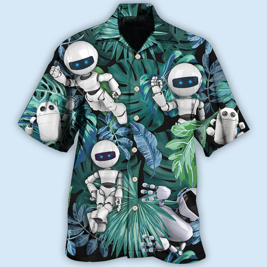 Robot Tropical Leaf So Excited - Hawaiian Shirt