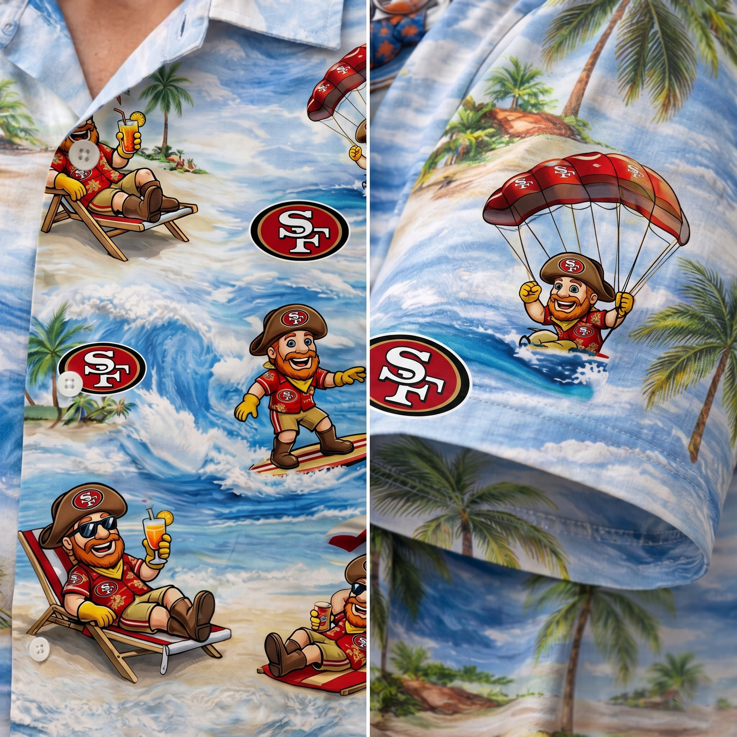 Camisa hawaiana unisex para hombres y mujeres SF49s Football Mascot Beach Viber