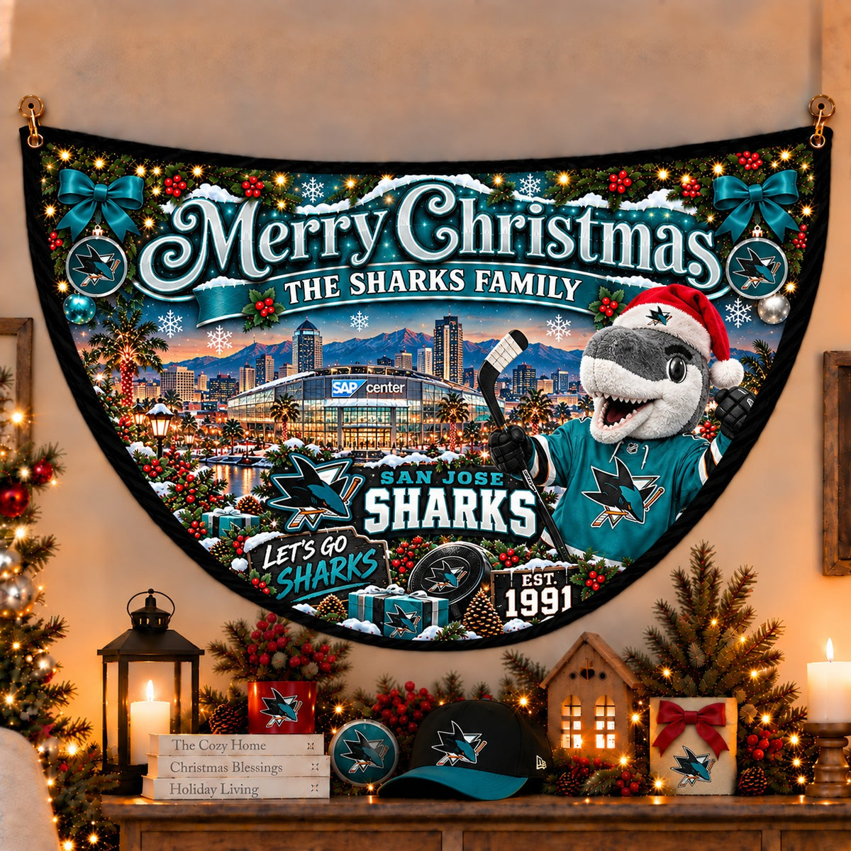 All Hockey Teams Personalized Christmas Night Bunting Flag - 5to9vibe