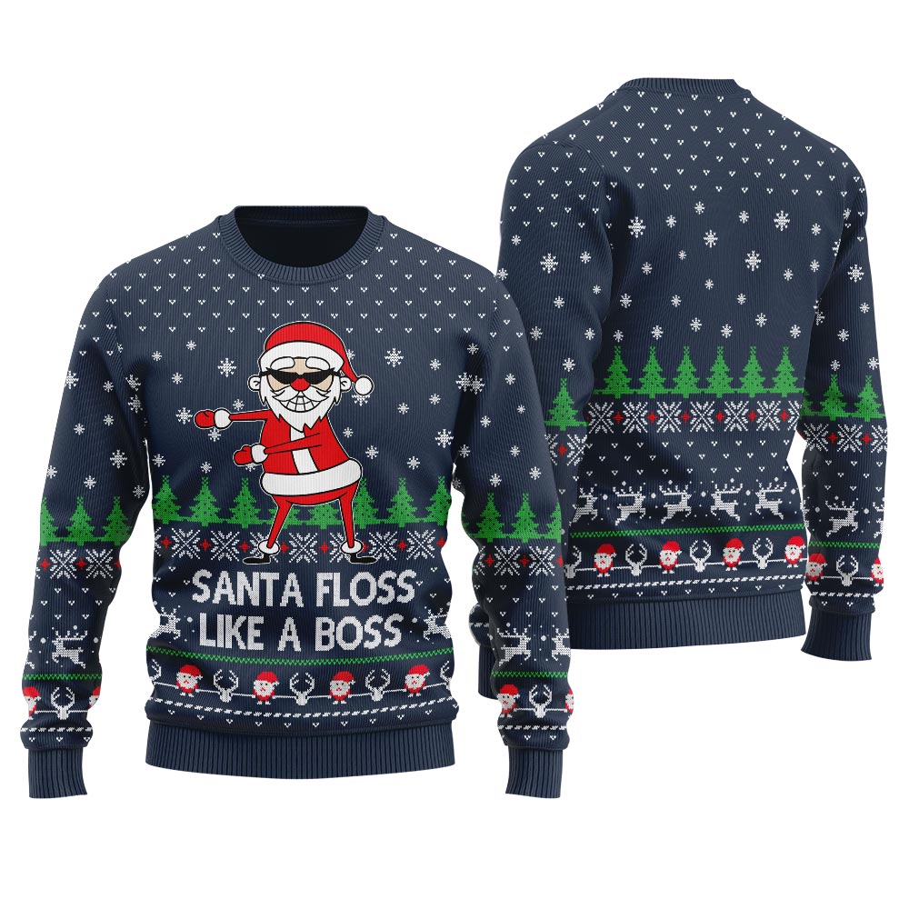 Santa Floss Like A Boss Ugly Christmas Sweater