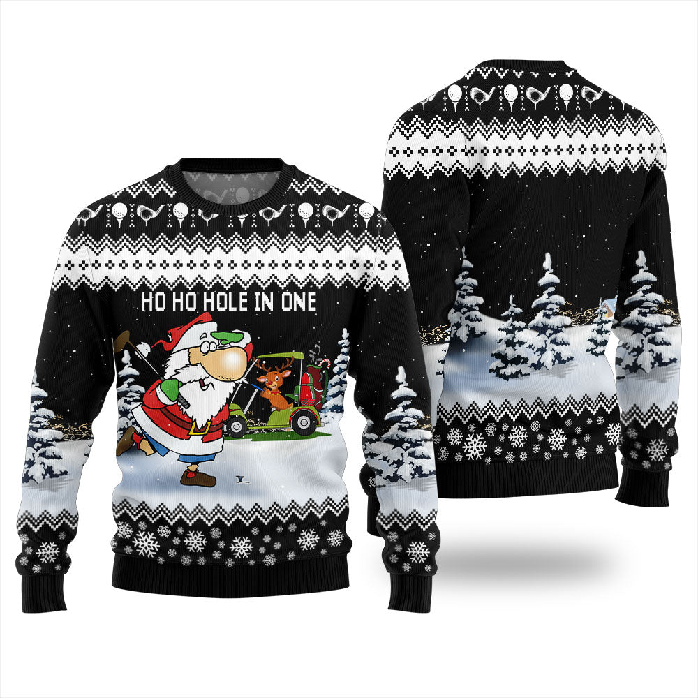 Santa Reindeer And Golf Funny Christmas Sweaters