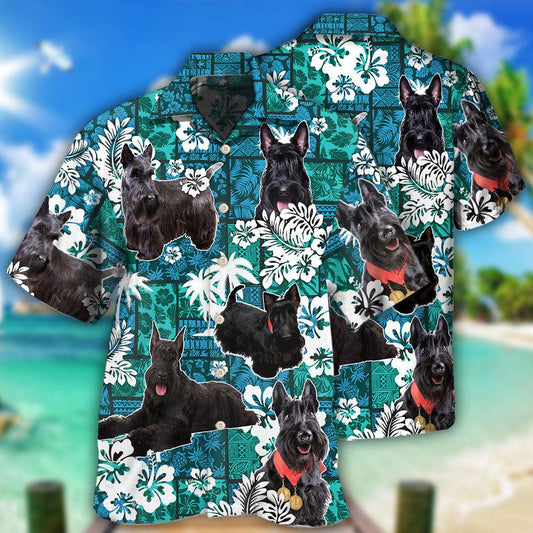 Scottish Terrier Dog Lovely Tribal Tropical Style - Hawaiian Shirt