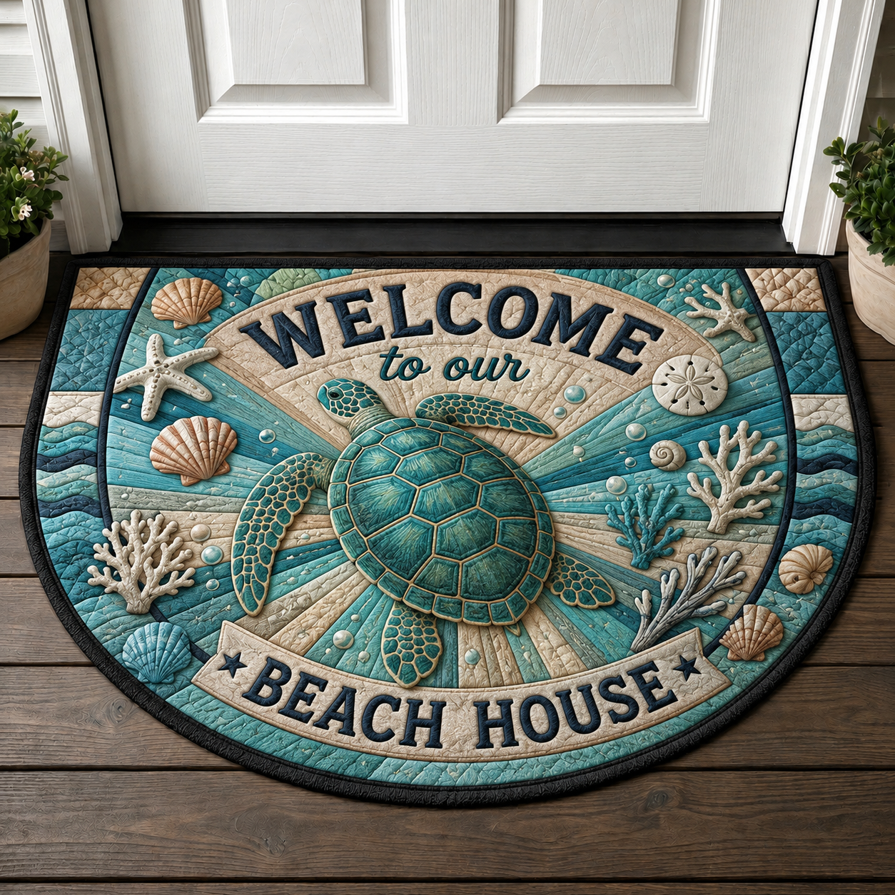 Wipe Your Flippers Whale Welcome Mat - Coastal Lighthouse & Ocean Doormat - 5to9vibe