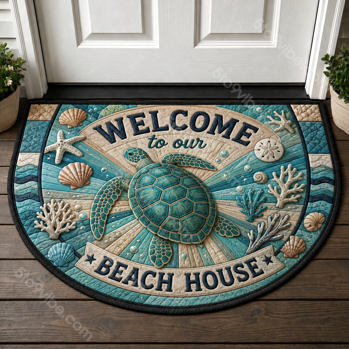 Ocean Paradise Sea Turtle Welcome Mat - Coastal Reef & Marine Life Doormat - 5to9vibe