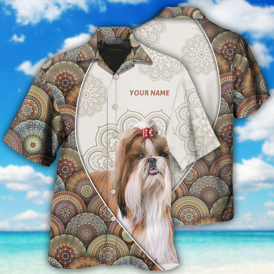 Shih Tzu Mandala Art Pattern Personalized - Hawaiian Shirt