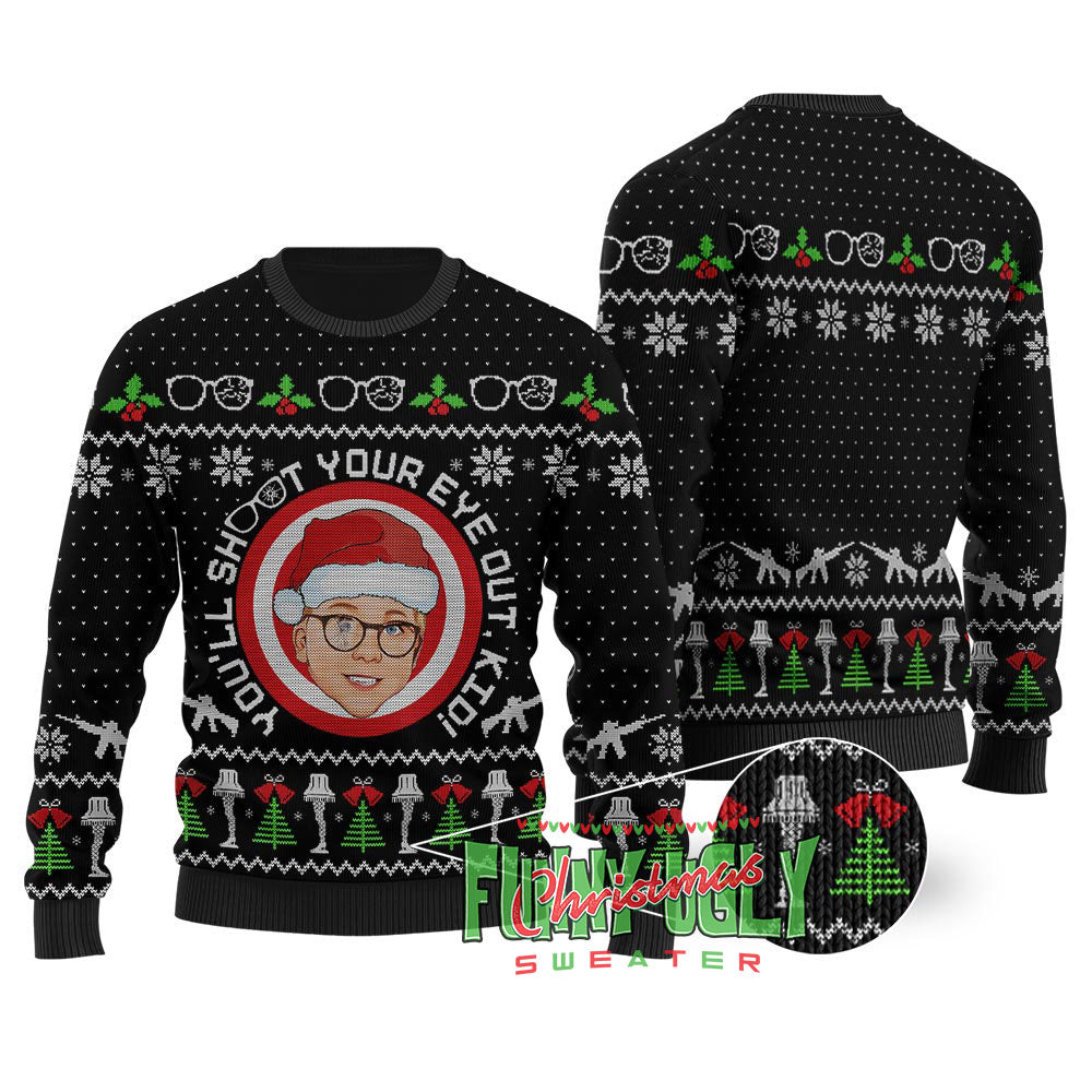 Shoot Your Eye Out A Christmas Story Sweater Black