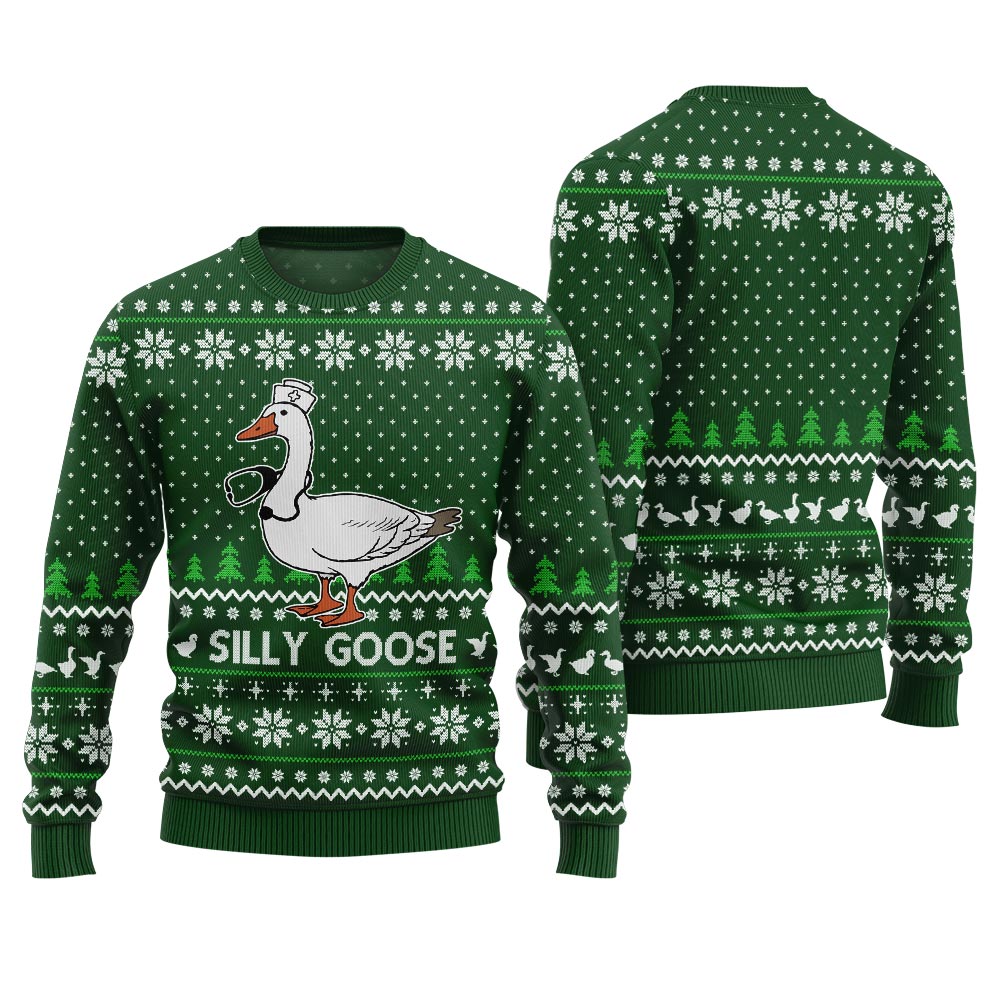 Silly Goose Nurse Ugly Christmas Sweater