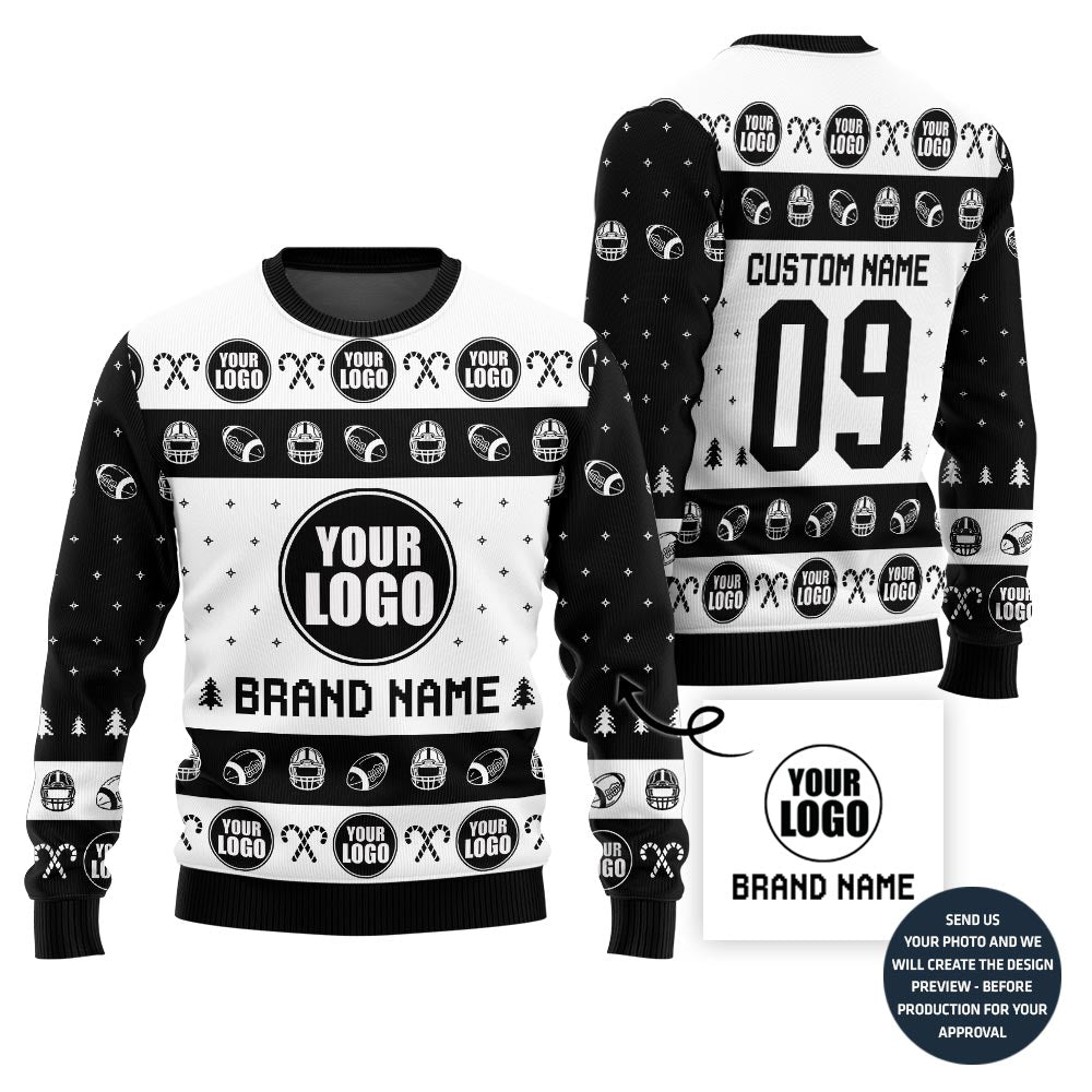 Simple Custom Football Team Logo Ugly Christmas Sweater