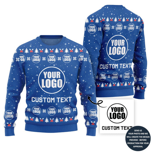 Simple Custom Logo and Text Ugly Xmas Sweater For Company