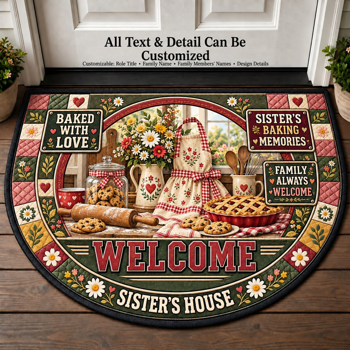 Sister's Baking Memories Personalized Half Round Mat | 5To9Vibe