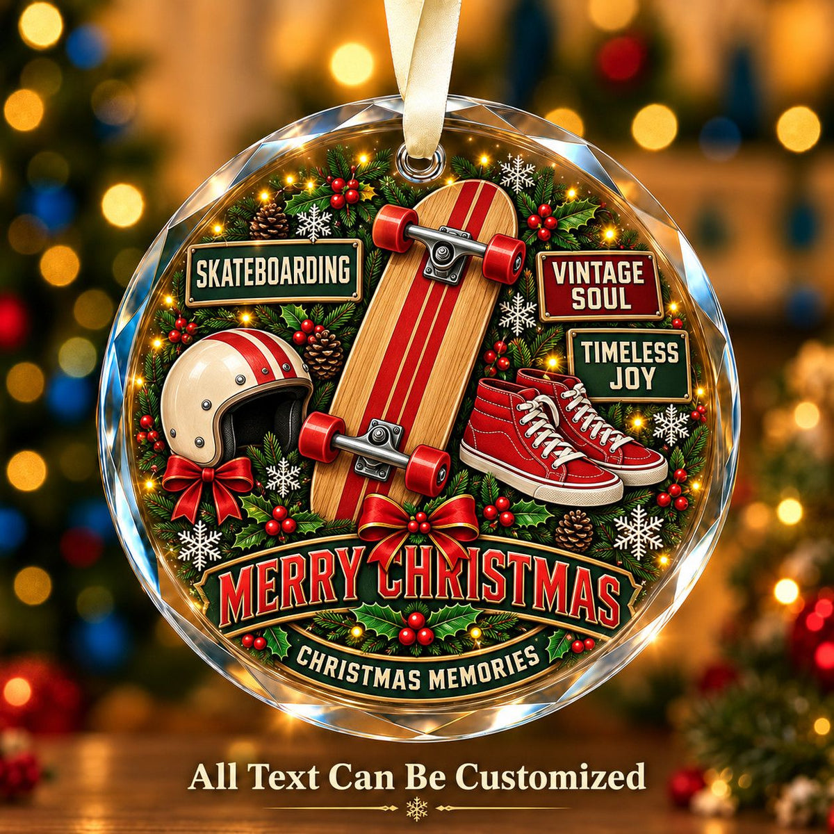 Skateboarding Personalized Glass Ornament | 5To9Vibe