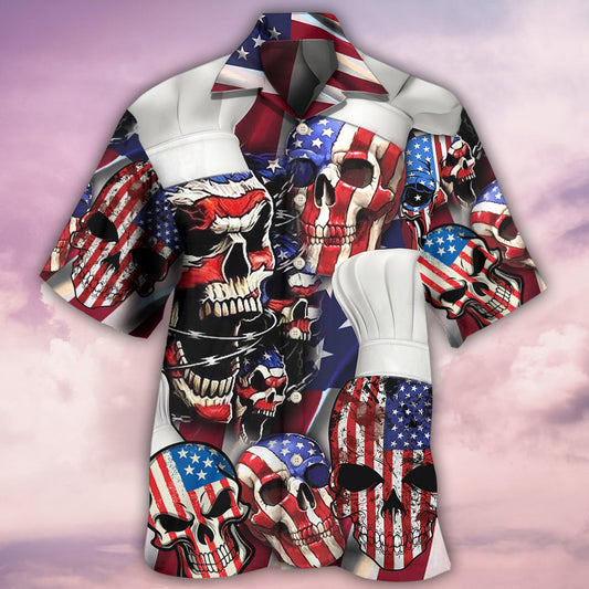 Skull Chef America Independence Day - Hawaiian Shirt