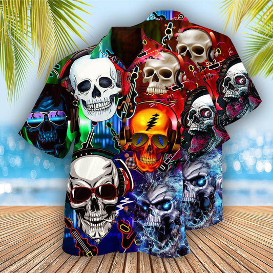 Skull Guitar Lets Get High - Hawaiian Shirt