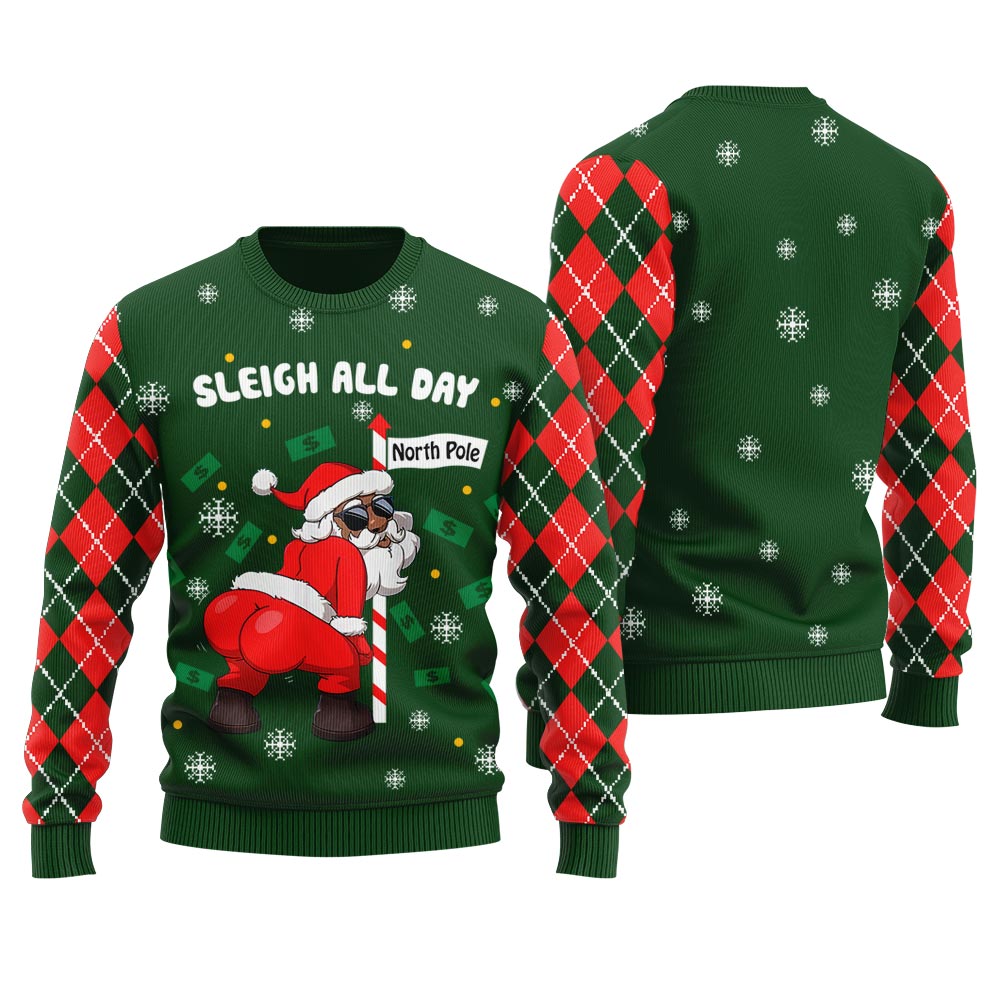 Sleigh All Day Santa Dancing North Pole Women's Ugly Christmas Sweater