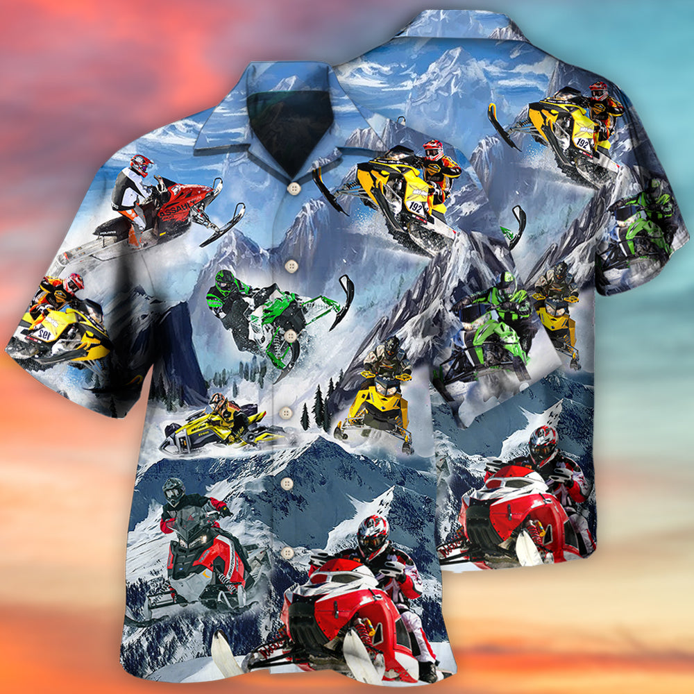 Snowmobile Life Style With Ice Mountain - Hawaiian Shirt