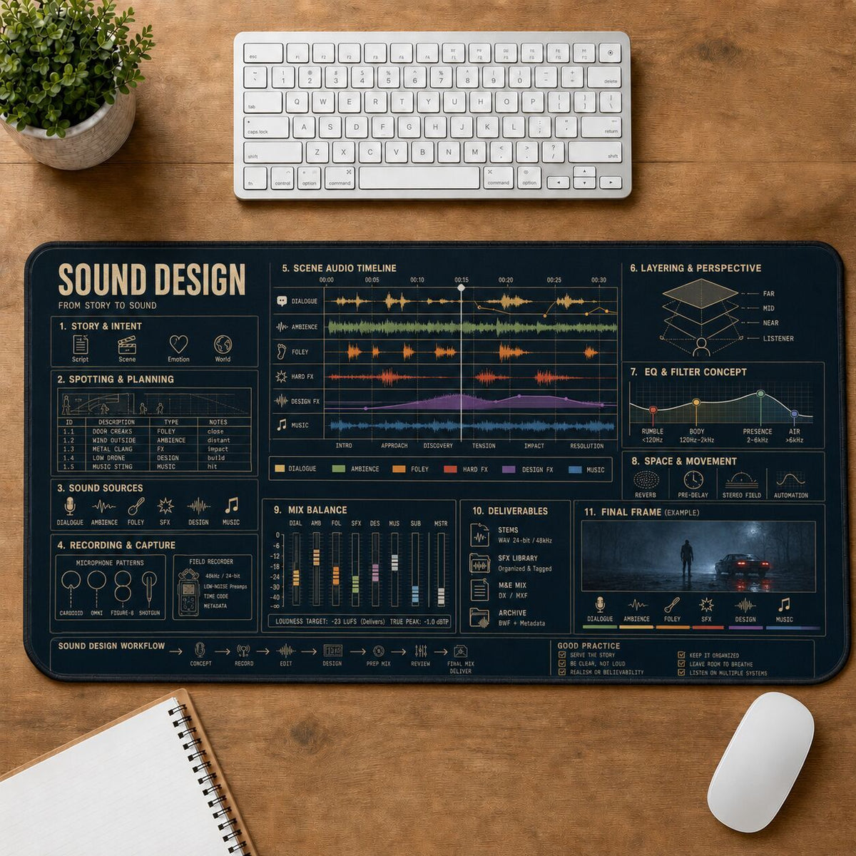 Sound Design Creative Reference Guide Desk Mat | 5To9Vibe