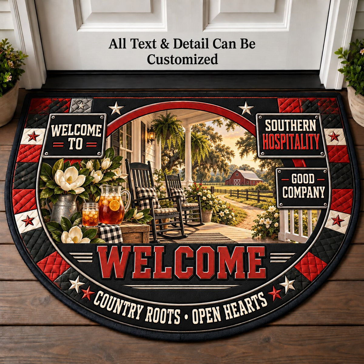 Southern Hospitality Personalized Half Round Mat | 5To9Vibe