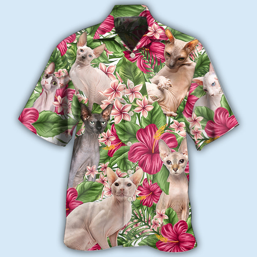 Cat Lovely Sphynx cat Tropical Floral - Hawaiian Shirt
