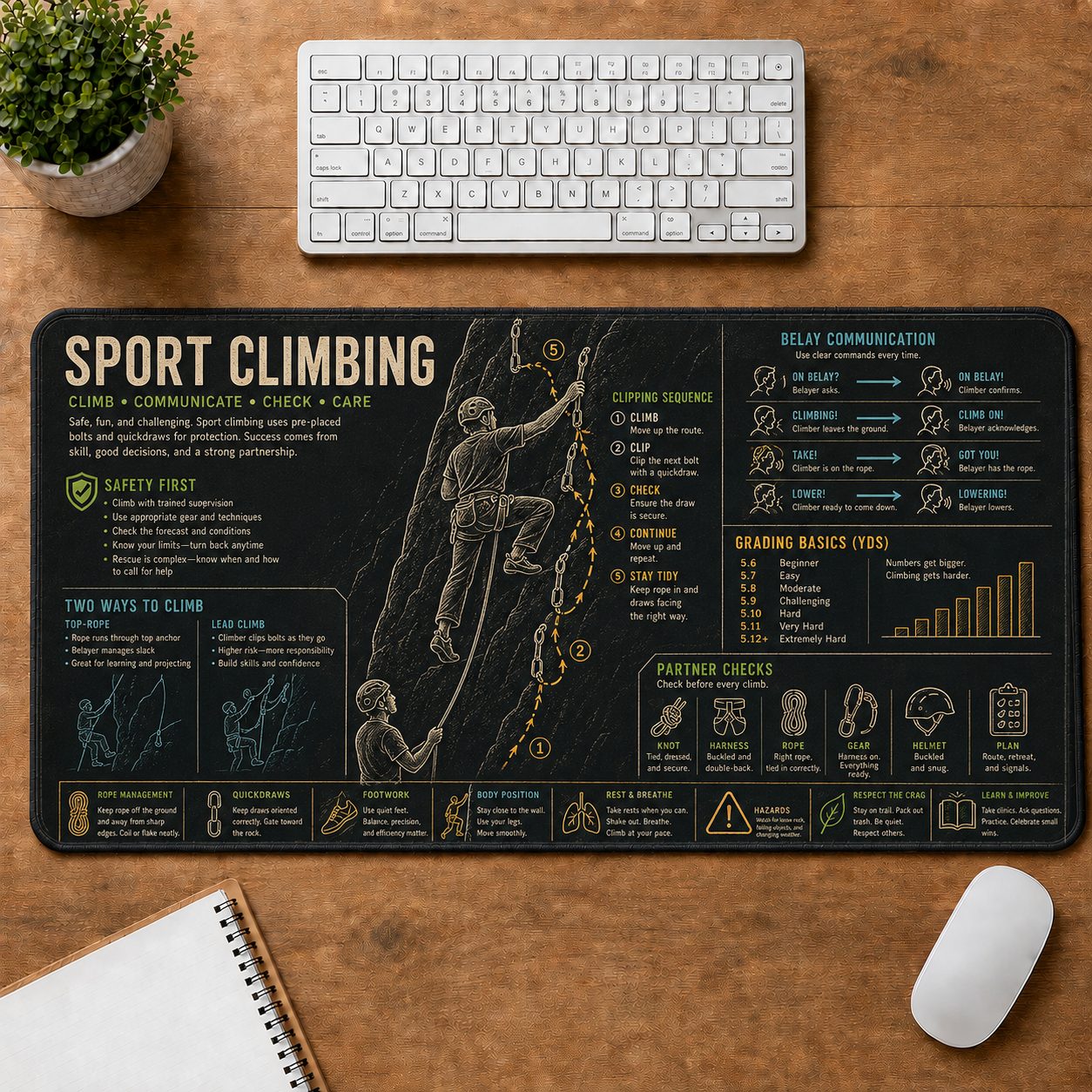 Sport Climbing Sports Visual Guide Desk Mat | 5To9Vibe