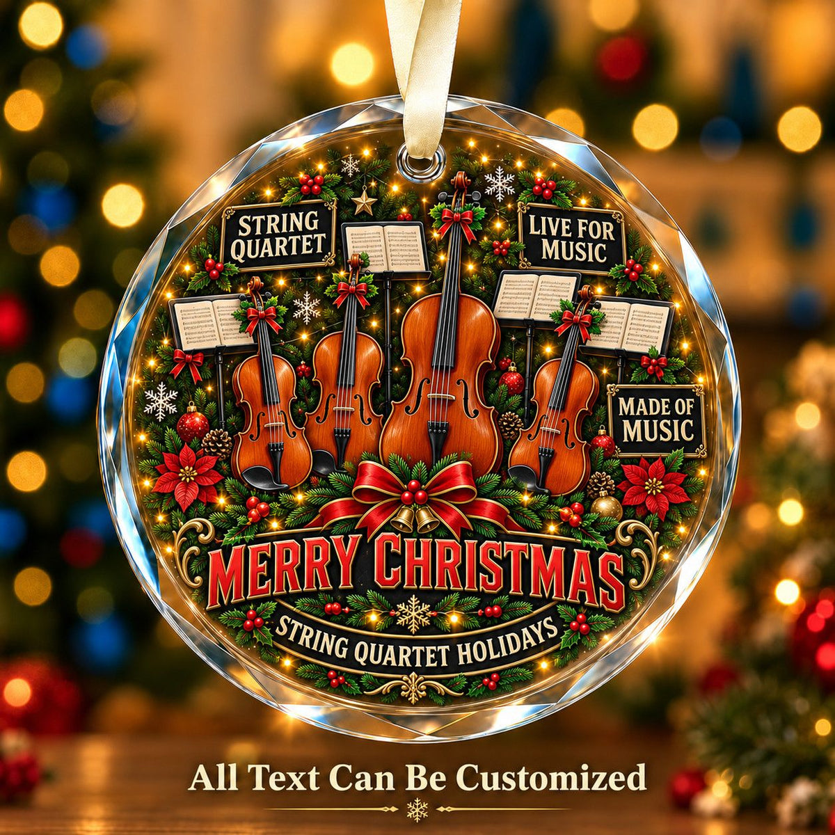 String Quartet Personalized Glass Ornament | 5To9Vibe