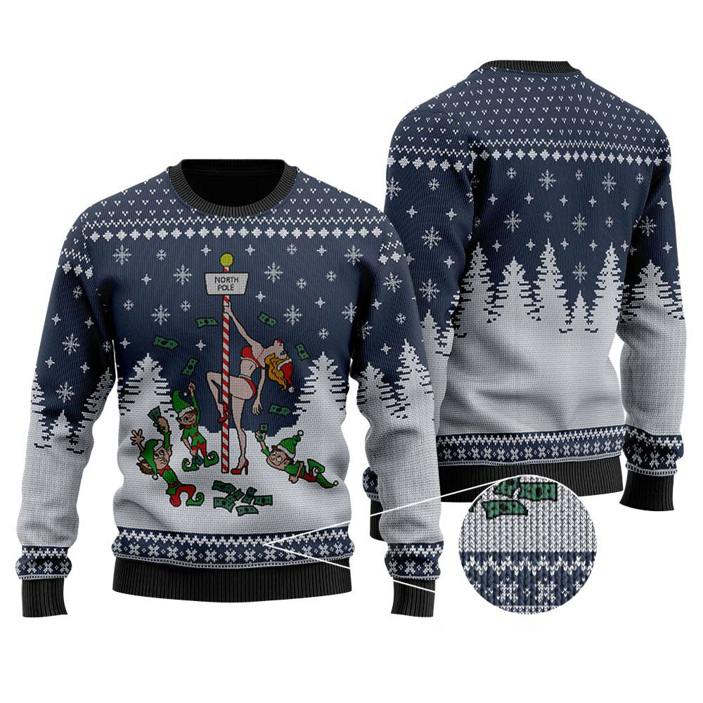 Stripper Pole Ugly Christmas Sweater | Funny Christmas Sweater For Men Women - Funny Ugly Christmas Sweater