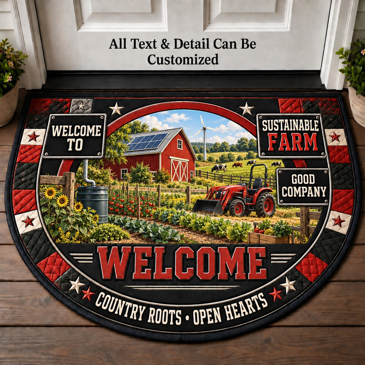 Sustainable Farm Personalized Half Round Mat | 5To9Vibe
