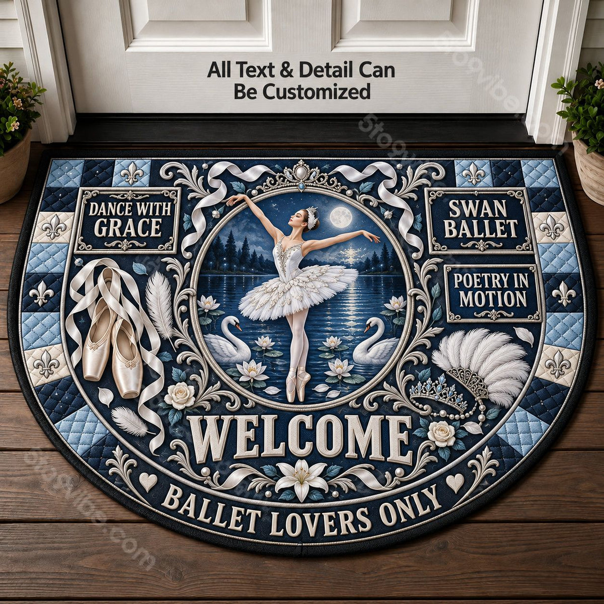 Swan Ballet Personalized Half Round Mat | 5To9Vibe