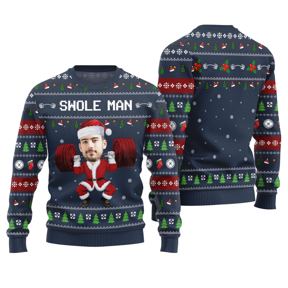 Swole Man Custom Face Ugly Christmas Sweater