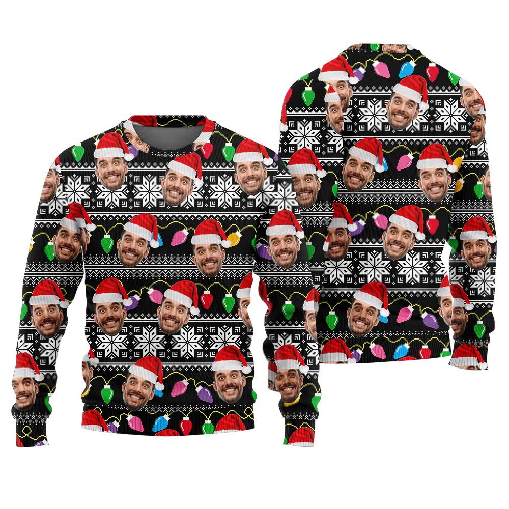 Tacky Custom Many Faces Ugly Christmas Sweater Adult