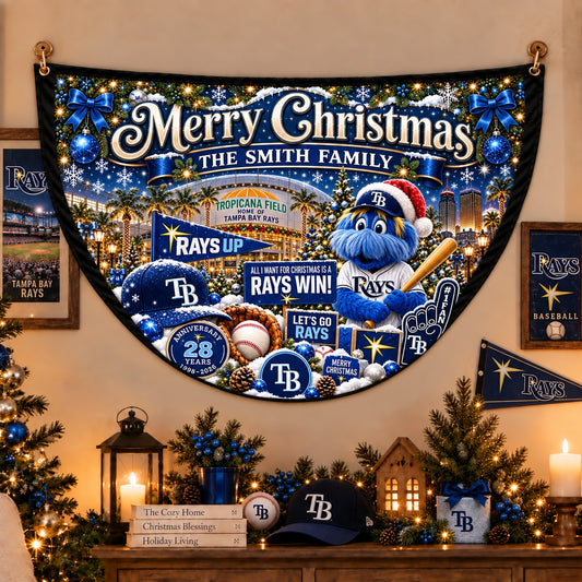 All Baseball Teams Personalized Christmas Night Bunting Flag - 5to9vibe