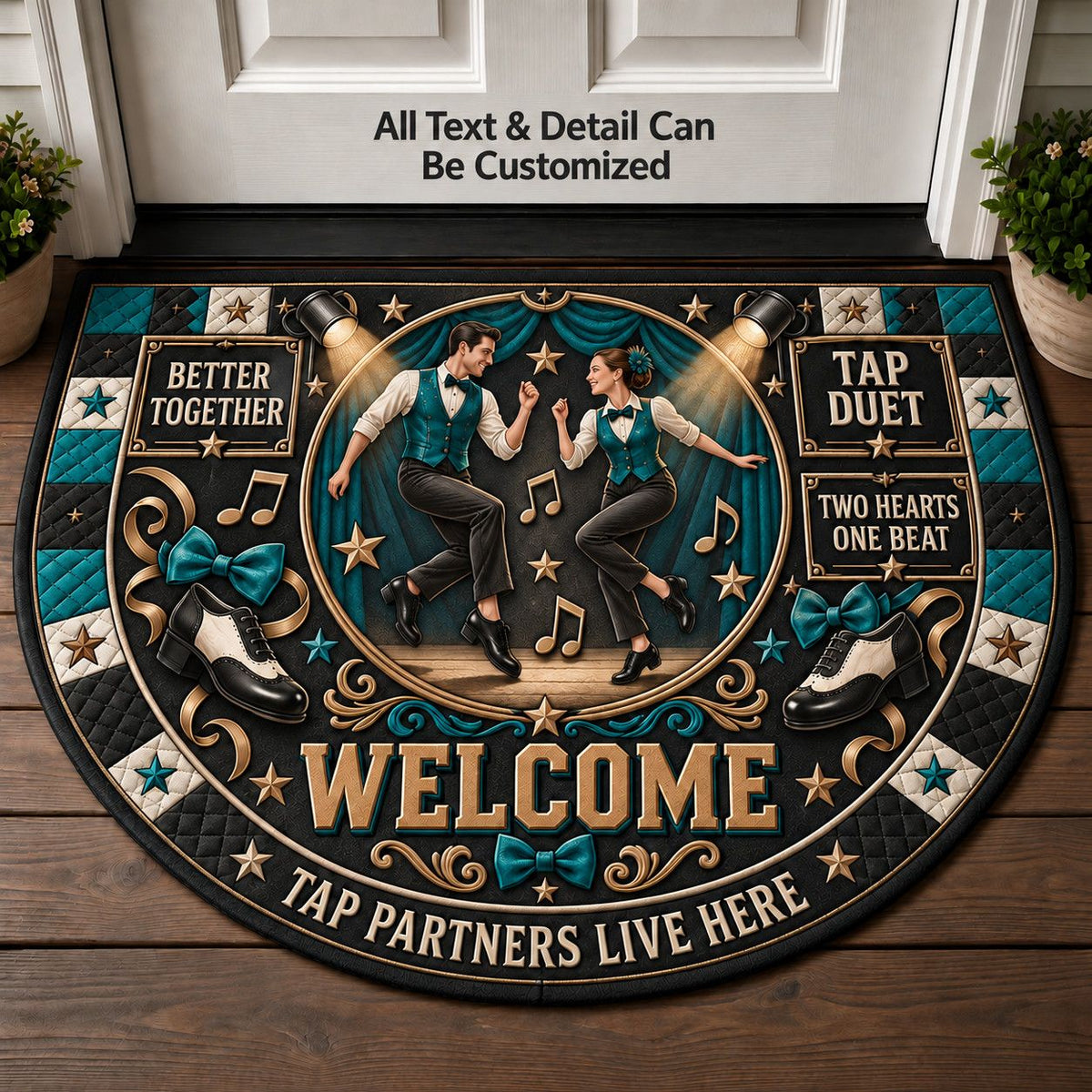 Tap Duet Personalized Half Round Mat | 5To9Vibe