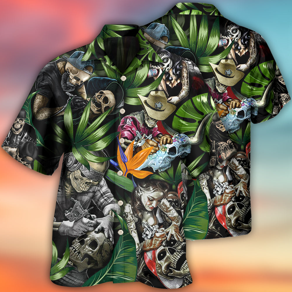 Tattoo Skull Style With Girl - Hawaiian Shirt